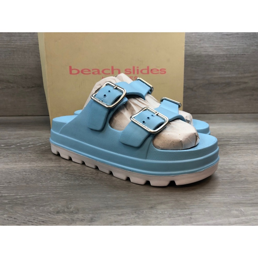 J/Slides Women's Sandals Blue Platform Slide 9 Buckle Casual Comfort Shoes